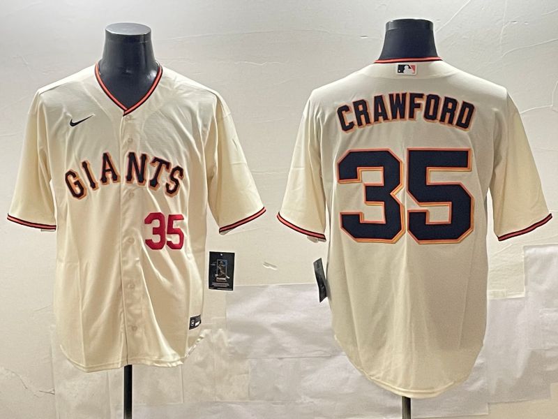Men San Francisco Giants 35 Crawford Cream Game 2025 Nike MLB Jersey style 2